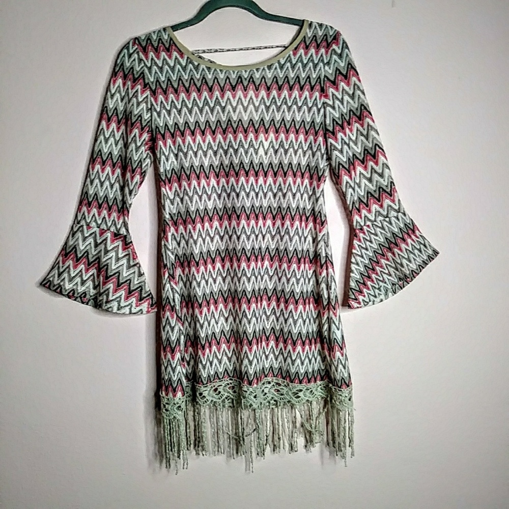 A'reve knitted dress with lace trim.